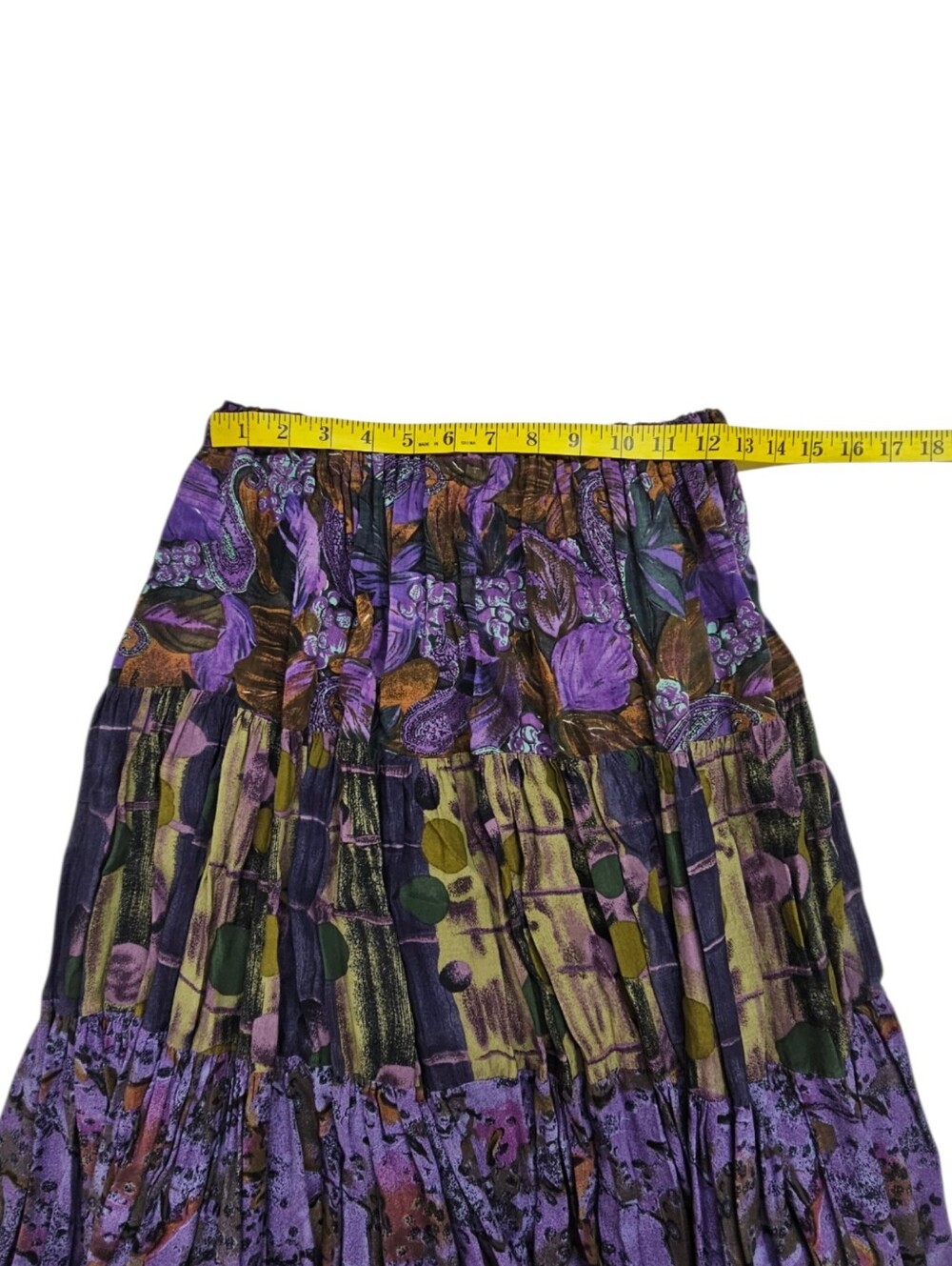 Jackelen 90s Tiered Maxi Skirt In Purple And Brown Size XL - Picture 6 of 8